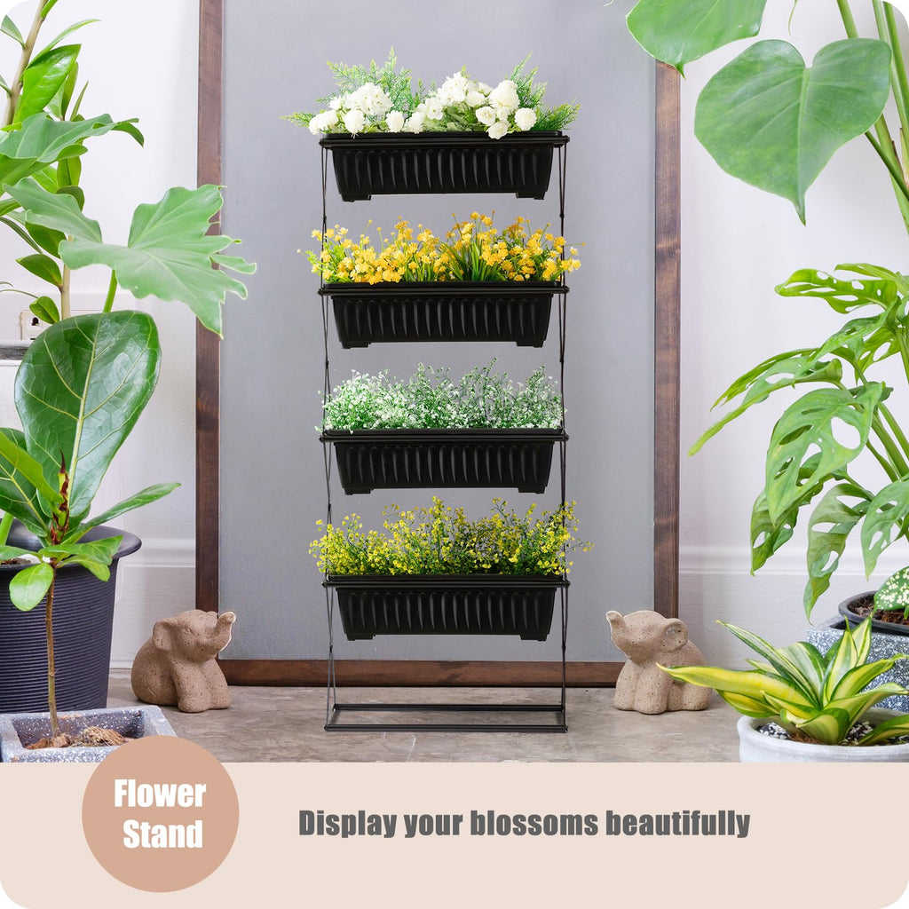 4 Tiers Black Vertical Garden Planter