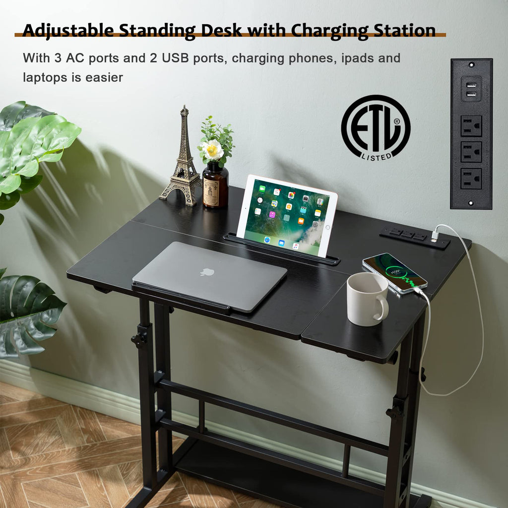 Rolling Laptop Desk - Portable, Adjustable Mobile Office Table For Your Computer Or Laptop