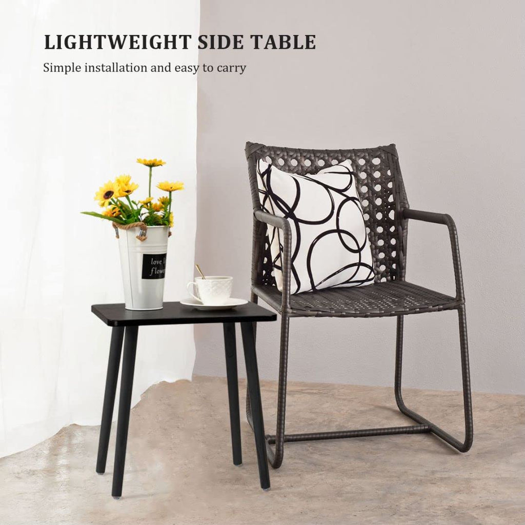 Black Side/End Table, Modern, Minimalist Wooden Small Accent Table with Natural Legs for Living Room, Bedroom, Balcony and Office, Home Decor