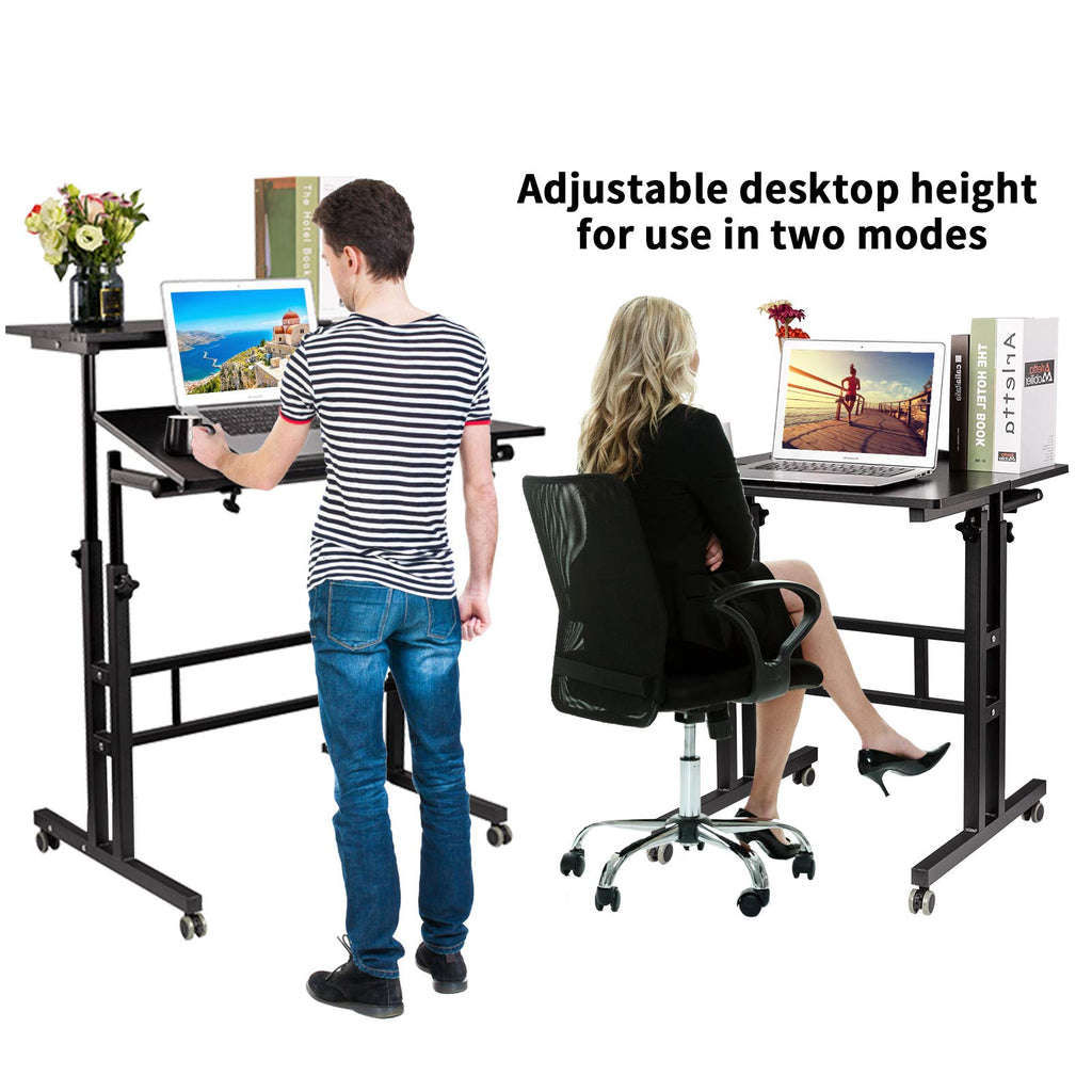 Hadulcet Black Modern Adjustable Mobile Standing Desk
