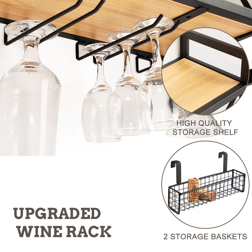 Oak Wine Glass Floating Shelf